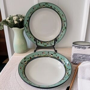 2 Warren Kimble Coastal Breeze‎ Bowls 7.5" Soup Cereal Patriotic Lighthouses Vtg